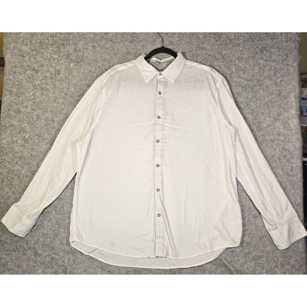 Robert Graham White Cotton Paisley Button Up Shirt Party Wedding Size 3XL READ